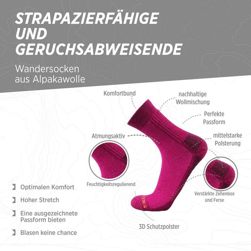 ANDINA OUTDOORS Alpaca Merino Wol Wandelsokken ANDANTE Trekking-sokken, Anti-Blaren, Gedempt 4 ANDINA OUTDOORS Alpaca Merino Wol Wandelsokken ANDANTE Trekking-sokken, Anti-Blaren, Gedempt - Afbeelding 2