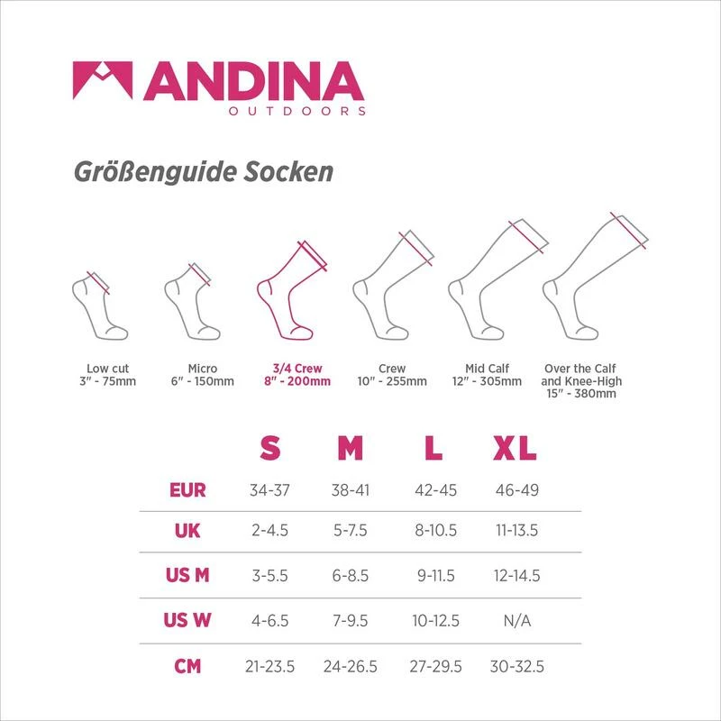 ANDINA OUTDOORS Alpaca Merino Wol Wandelsokken ANDANTE Trekking-sokken, Anti-Blaren, Gedempt 7 ANDINA OUTDOORS Alpaca Merino Wol Wandelsokken ANDANTE Trekking-sokken, Anti-Blaren, Gedempt - Afbeelding 5