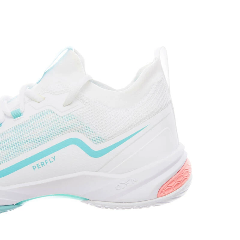 PERFLY Badmintonschoenen Voor Dames BS 900 Ultra Lite Wit Turquoise 11 PERFLY Badmintonschoenen Voor Dames BS 900 Ultra Lite Wit Turquoise - Afbeelding 9