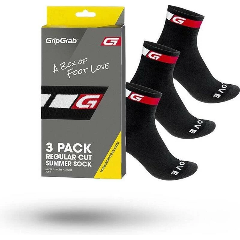 GripGrab Fietssokken 3-pack Classic Regular Cut Zwart 3 GripGrab Fietssokken 3-pack Classic Regular Cut Zwart