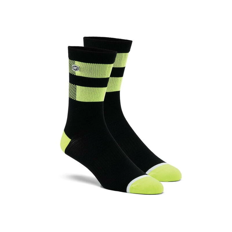 100% Flow Sokken - Zwart / Fluo Geel 3 100% Flow Sokken - Zwart / Fluo Geel