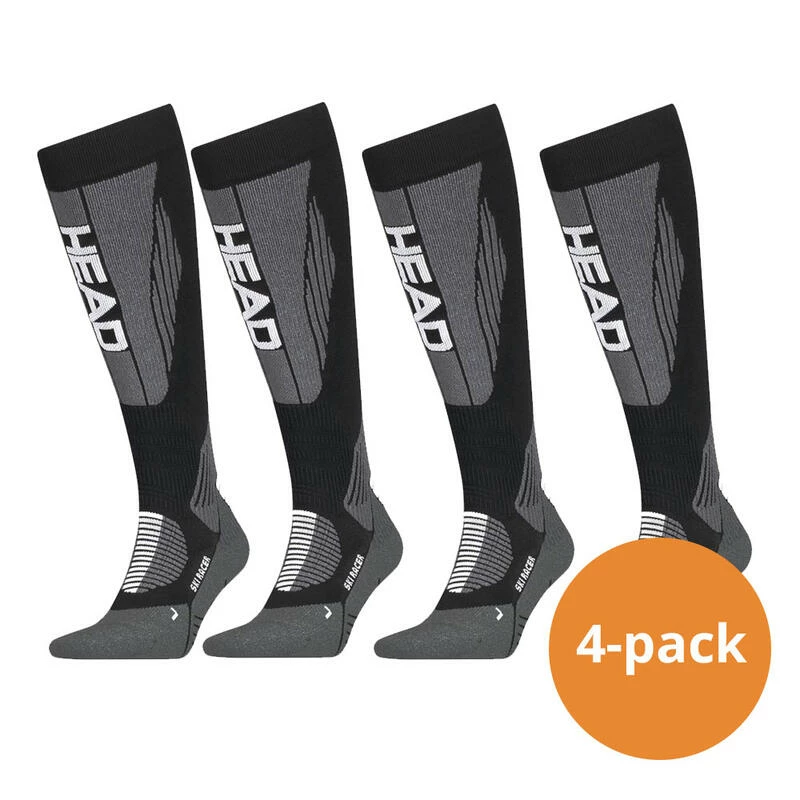 HEAD Skisokken Unisex Racer Kneehigh 4-pack Black/White 3 HEAD Skisokken Unisex Racer Kneehigh 4-pack Black/White