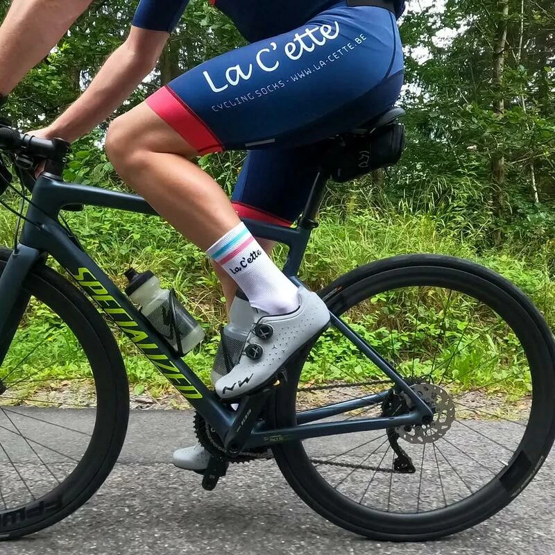 LA C'ETTE Hoge Witte Fietssok 'Gidon' 6 LA C'ETTE Hoge Witte Fietssok 'Gidon' - Afbeelding 4