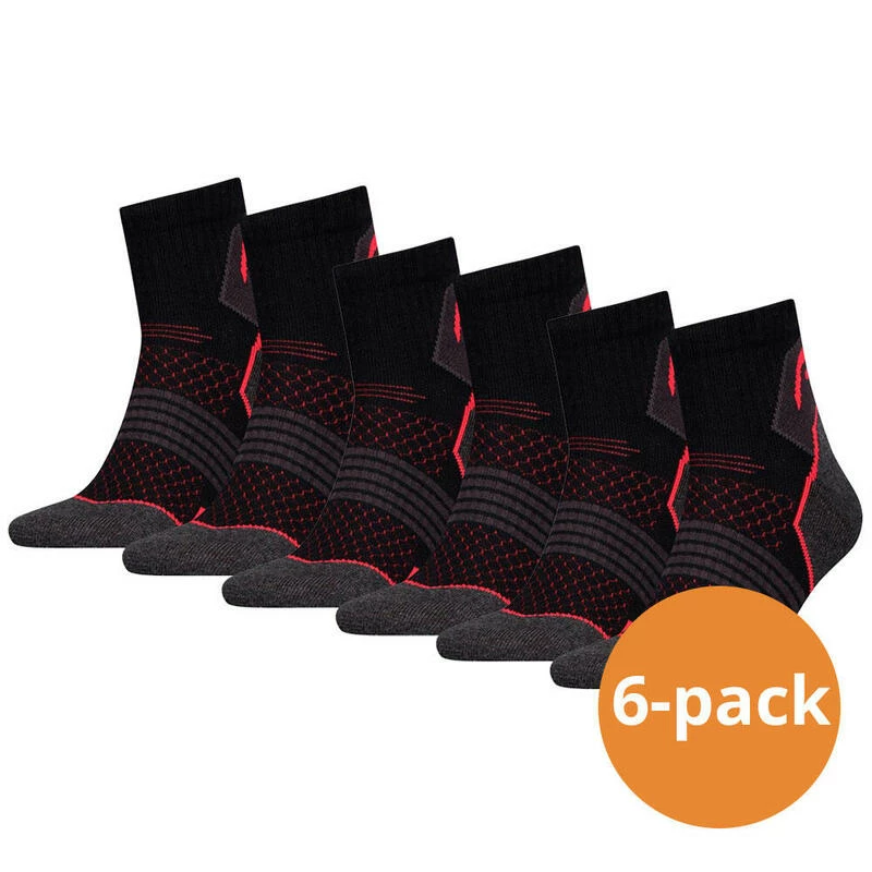 Head Wandelsokken Hiking Quarter 6-pack Unisex Black/red 3 Head Wandelsokken Hiking Quarter 6-pack Unisex Black/red