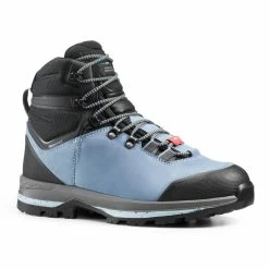 Forclaz Waterdichte Hoge Trekkingschoenen Voor Dames MT100 Wide Leer Crosscontact