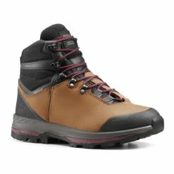 Forclaz Waterdichte Lederen Trekkingschoenen Voor Dames MT100