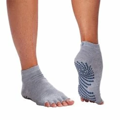 Gaiam Yoga Sokken - Toeless Grippy Socks - Grijs - 2 Paar - Yogasokken